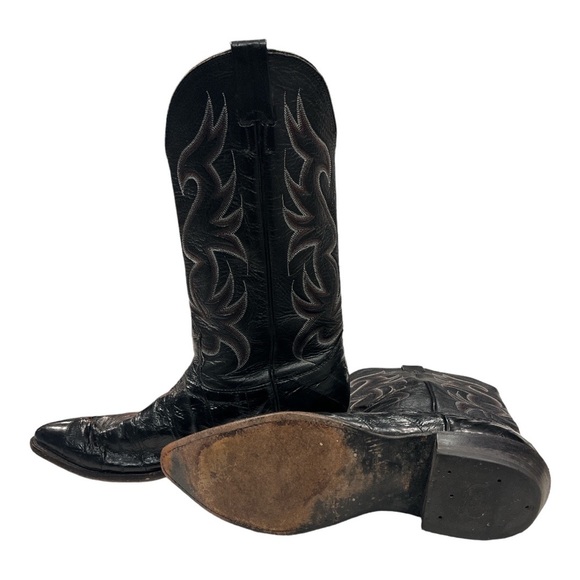 Nocona Shoes Nocona Eel Skin Black Western Leather Boots Made In